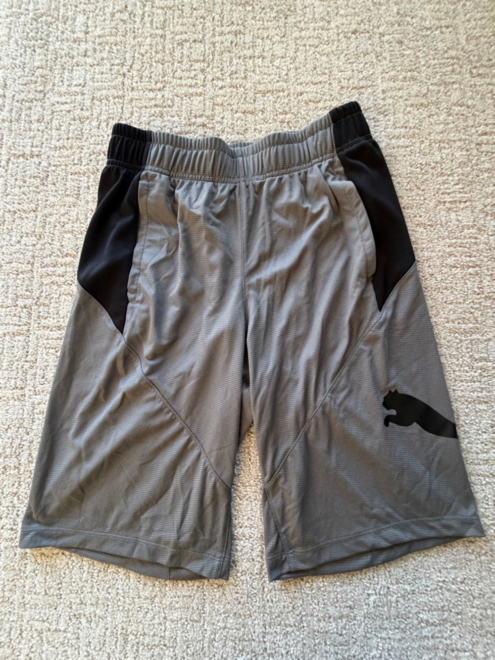Puma Gray Athletic Shorts with Black Panels